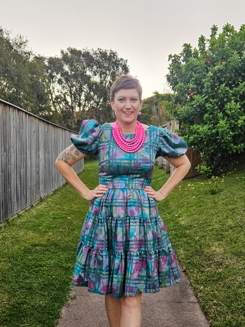 Watercolour check patio dress