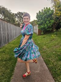 Watercolour check patio dress