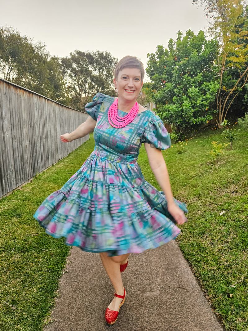 Watercolour check patio dress