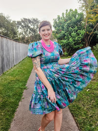 Watercolour check patio dress