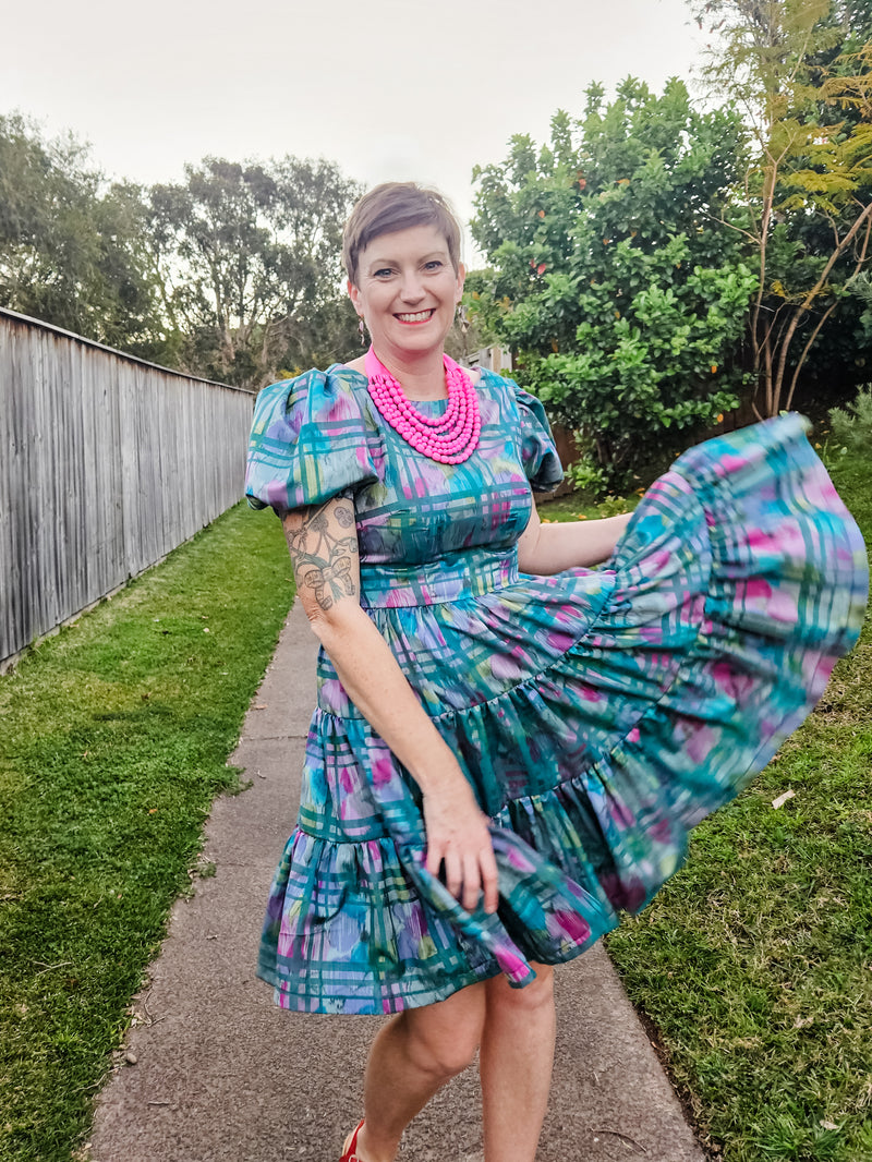 Watercolour check patio dress