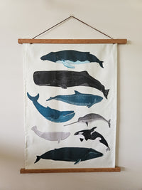 Whales tea towel/wall hanging