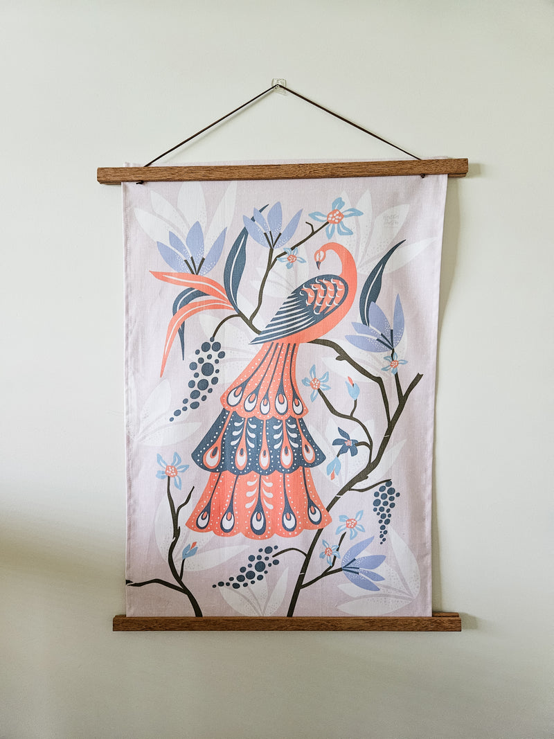 Peacock tea towel/wall hanging