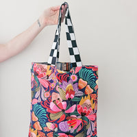 Colourful proteas print tote bag