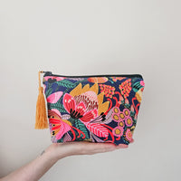 Colourful proteas make-up pouch