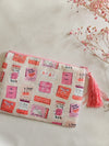 Assorted printed zip clutch