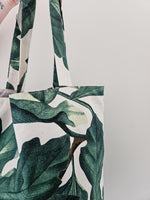 Leafy green print tote bag