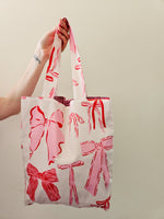 Bowtiful print tote bag - cotton sateen