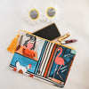 Large size assorted print zip clutch